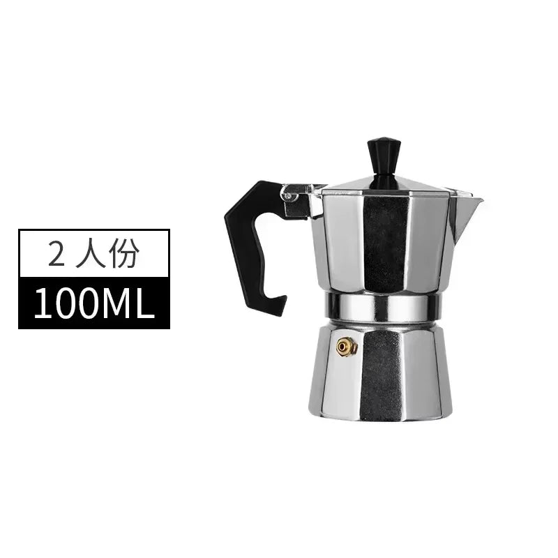 Italienischer Edelstahl Moka Pot – Induktionstauglich, 50-600 ml, Aromatisch