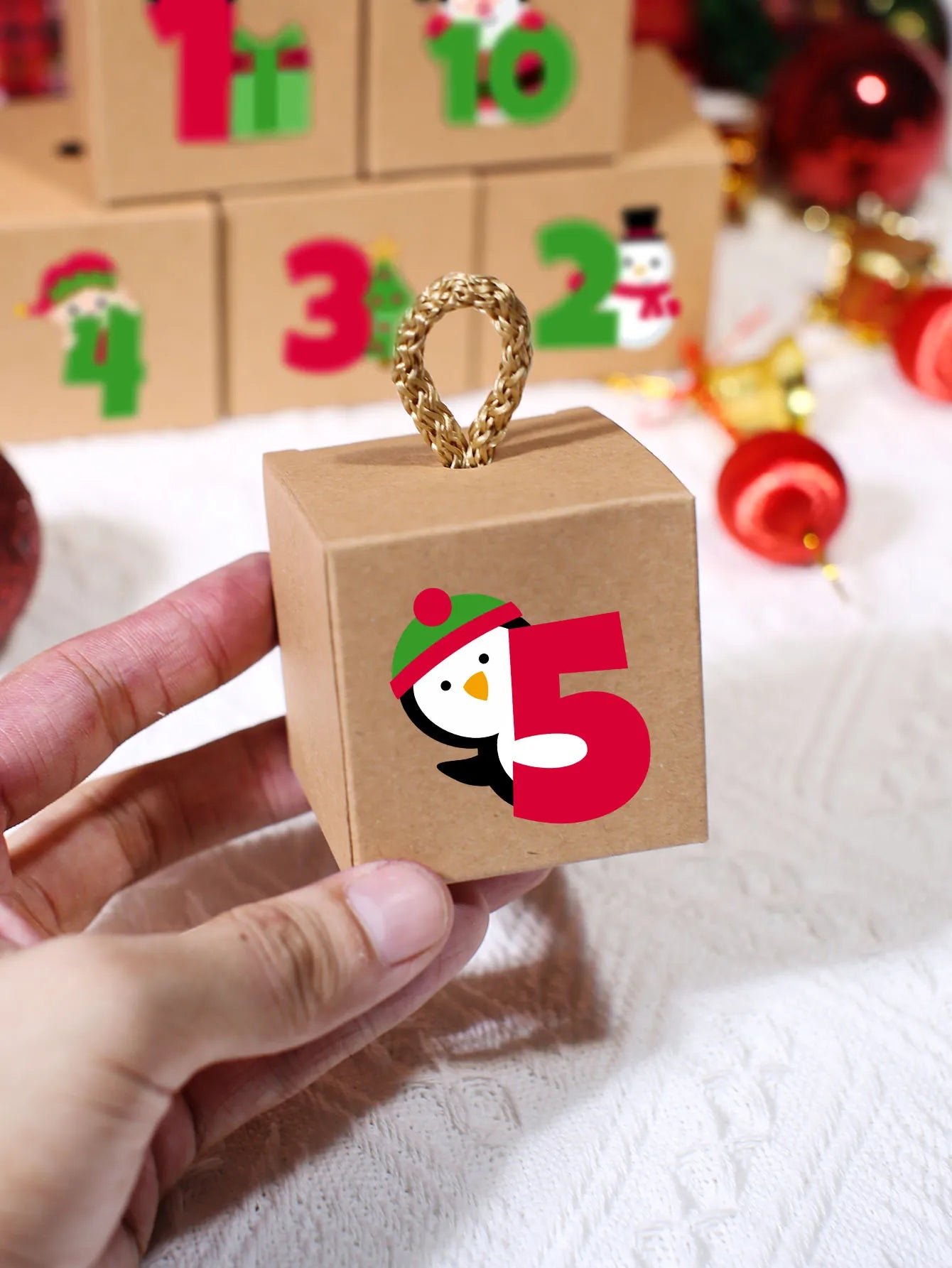 Weihnachts-Adventskalenderblöcke aus Holz mit 24-tägigem Countdown