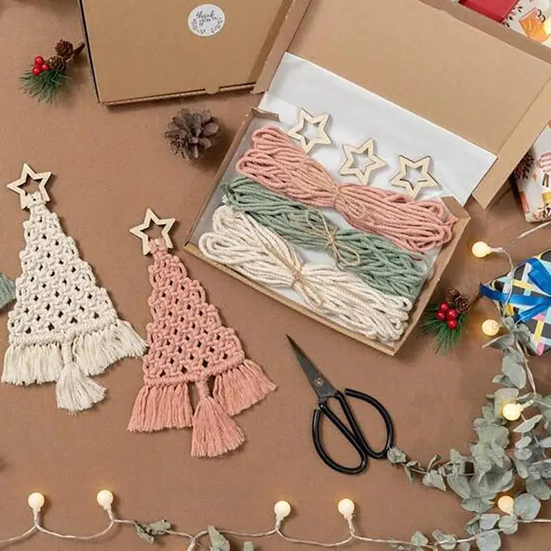 DIY Makramee Weihnachtsbaum Kit mit Baumwollseil für Wanddeko
