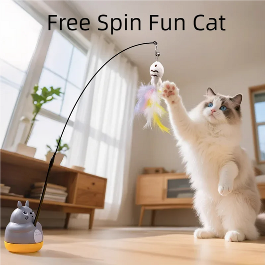 Lustiger Katzen Spielstab mit Feder – Interaktiver Stahldraht Spielspaß für Kätzchen