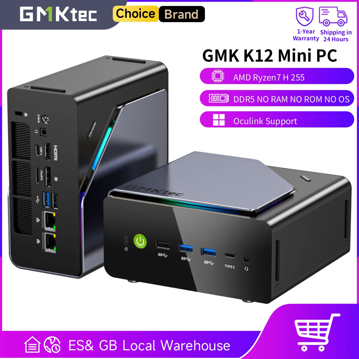 GMKtec K12 Mini PC AMD Ryzen 7 255 Desktop Computer Gaming PC