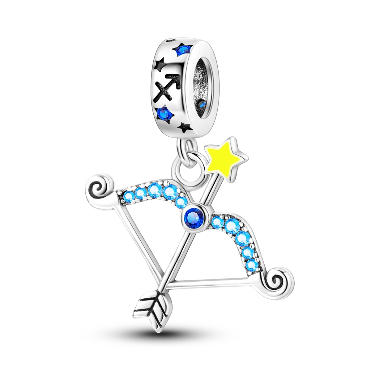 Edler Charm-Anhänger aus 925er Silber mit funkelndem blauem Zirkon – perfekt für DIY-Schmuck