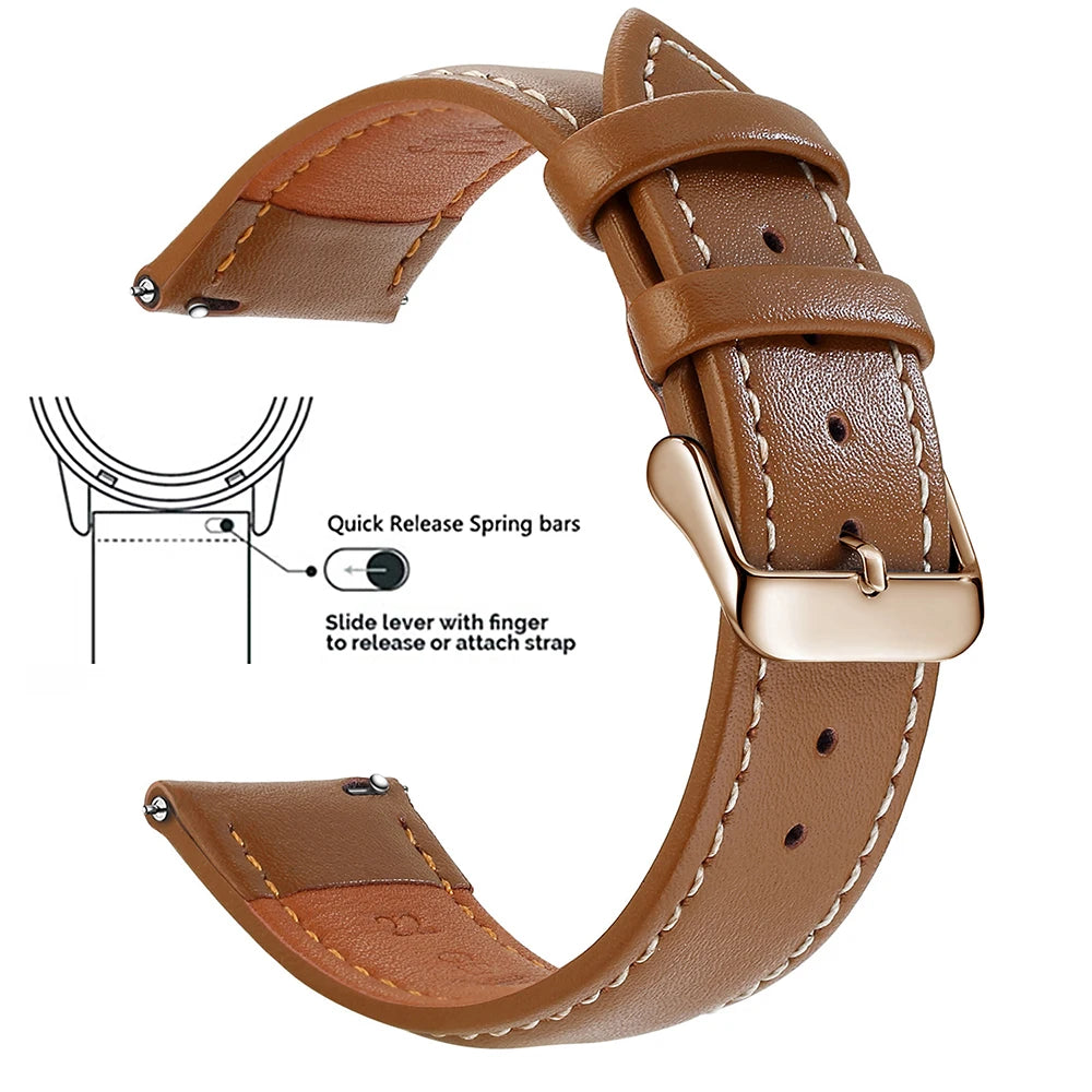 Echtleder Uhrenarmband Schnellverschluss 18/20/22mm für viele Smartwatches