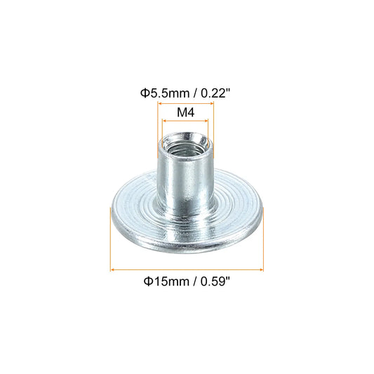 50er Set T-Muttern aus robustem Kohlenstoffstahl mit runder Basis