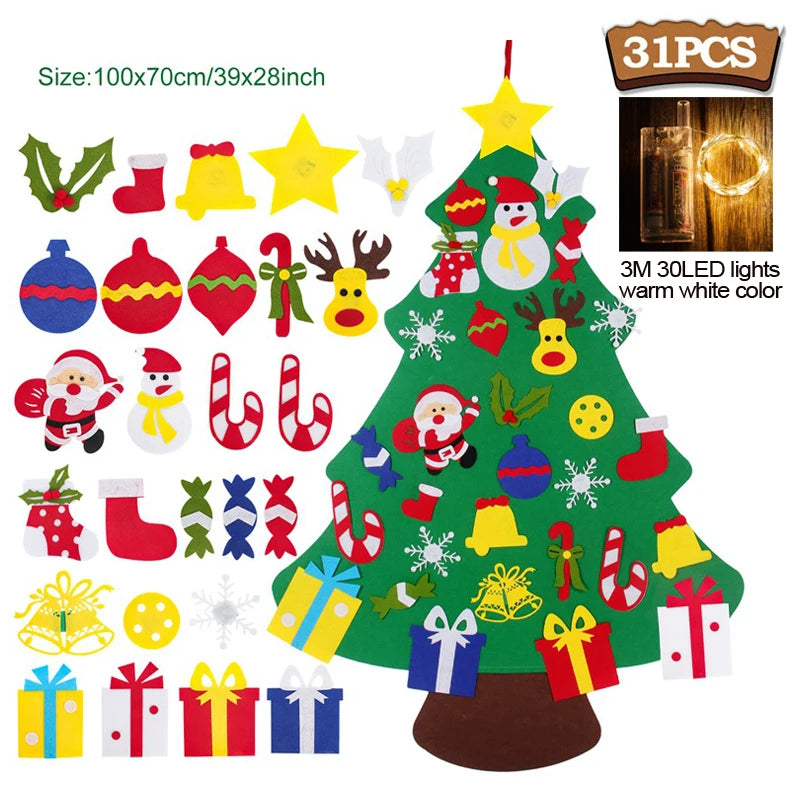 DIY Filz Weihnachtsbaum mit LED, Kinderspielzeug und Dekoration