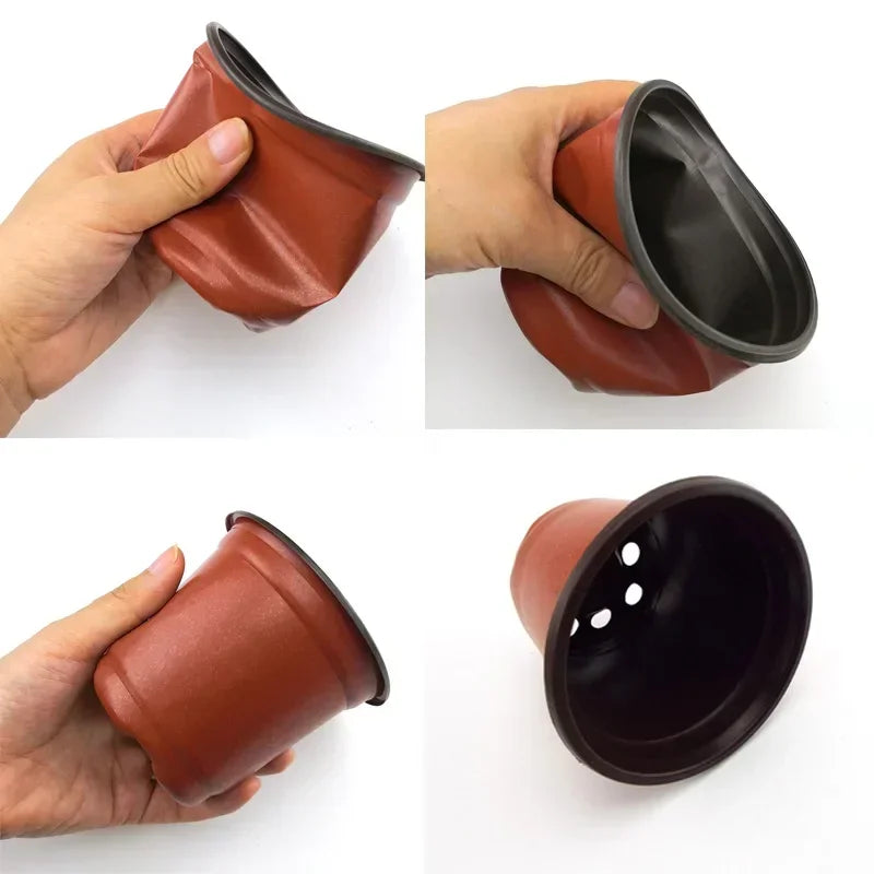 Robuster Kunststoff Blumentopf mit Abtropftablett für Haus und Garten