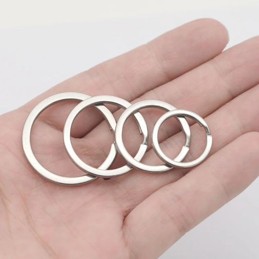 10x Edelstahl Schlüsselringe 15-35mm für DIY Schmuck & Anhänger