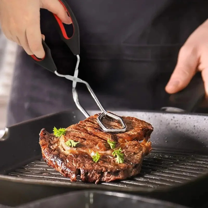 Vielseitige 3er-Grill-Scherenzangen aus Edelstahl mit rutschfestem Griffset