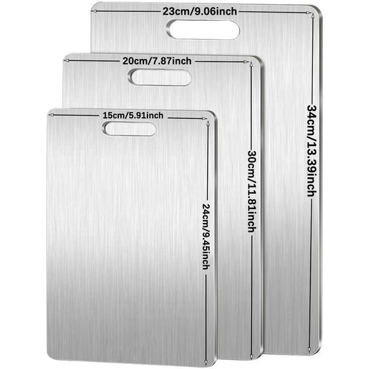 Verdicktes Edelstahl Schneidebrett 3er Set antibakteriell Küche