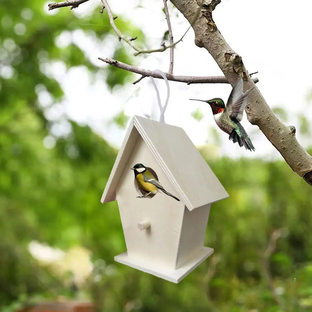 Wetterfestes Holz-Vogelhaus mit Sitzstangen für kleine Vögel