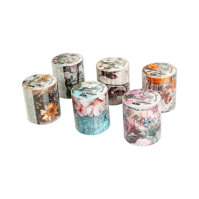 Breites 2m Blumen-Washi-Tape 45mm für Dekoration Basteln Journaling