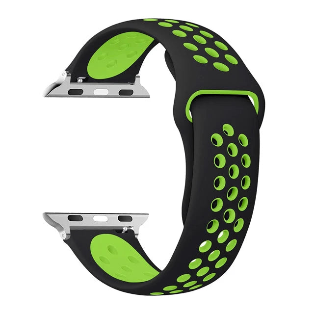 Atmungsaktives Silikon-Sportarmband kompatibel mit Smartwatch 38-49 mm
