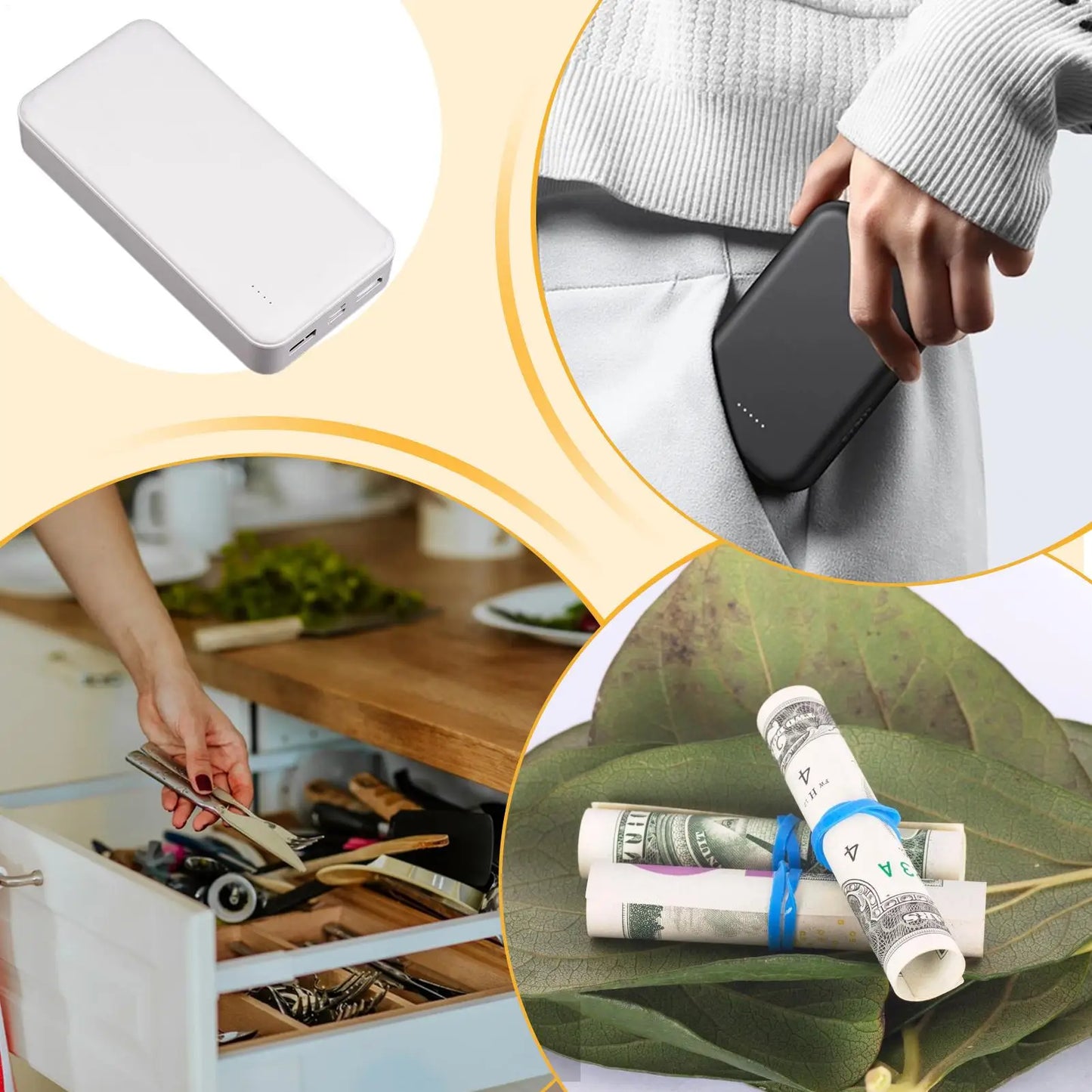 Versteckte Aufbewahrungsbox im Design einer Powerbank für Geld und Schmuck