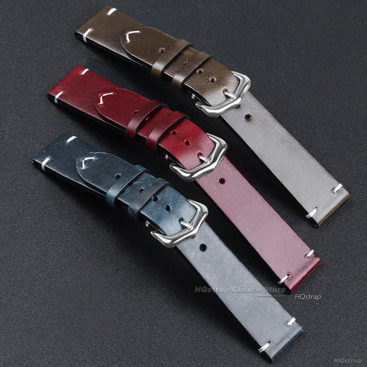 Echtleder Uhrenarmband Kalbsleder Vintage 18-24mm mit Metallverschluss