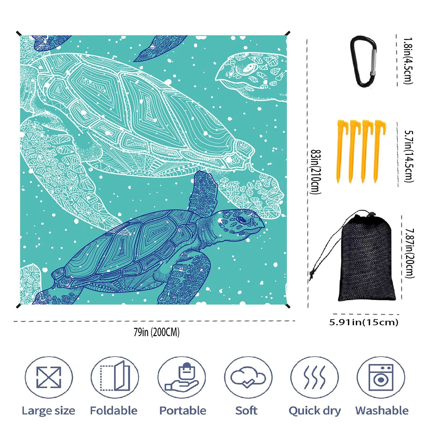 Ultradünne wasserdichte Strandmatte für bis zu 8 Personen