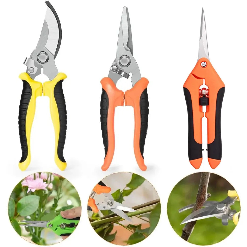 Gartenschere Set mit Edelstahlklingen und ergonomischen Griffen