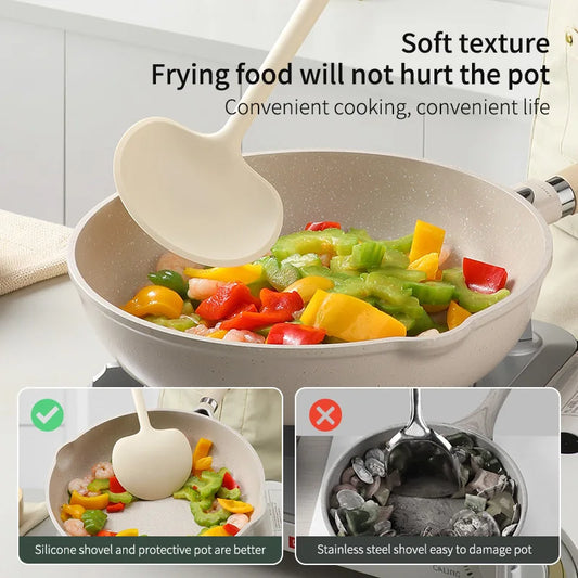 Silikon Kochset: Pilzspatel Suppenlöffel für Antihaft Töpfe & Pfannen