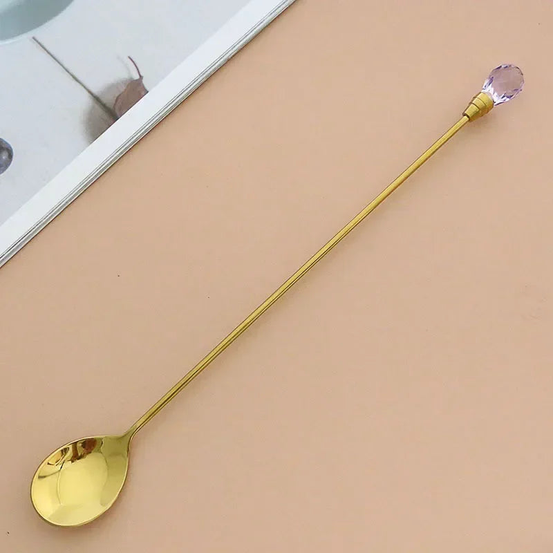 Elegantes 4er-Set Edelstahl-Diamant-Kaffeelöffel 18 cm – Perfekt für Kaffee & Dessert