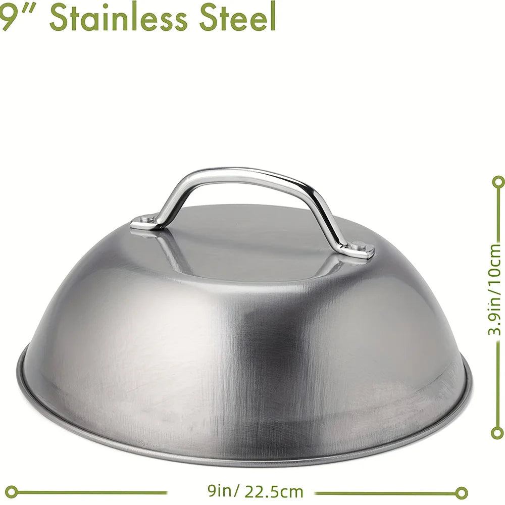 Robuste 9-Zoll Edelstahl Grillabdeckung mit Griff – Perfekt für BBQ - Outdoor