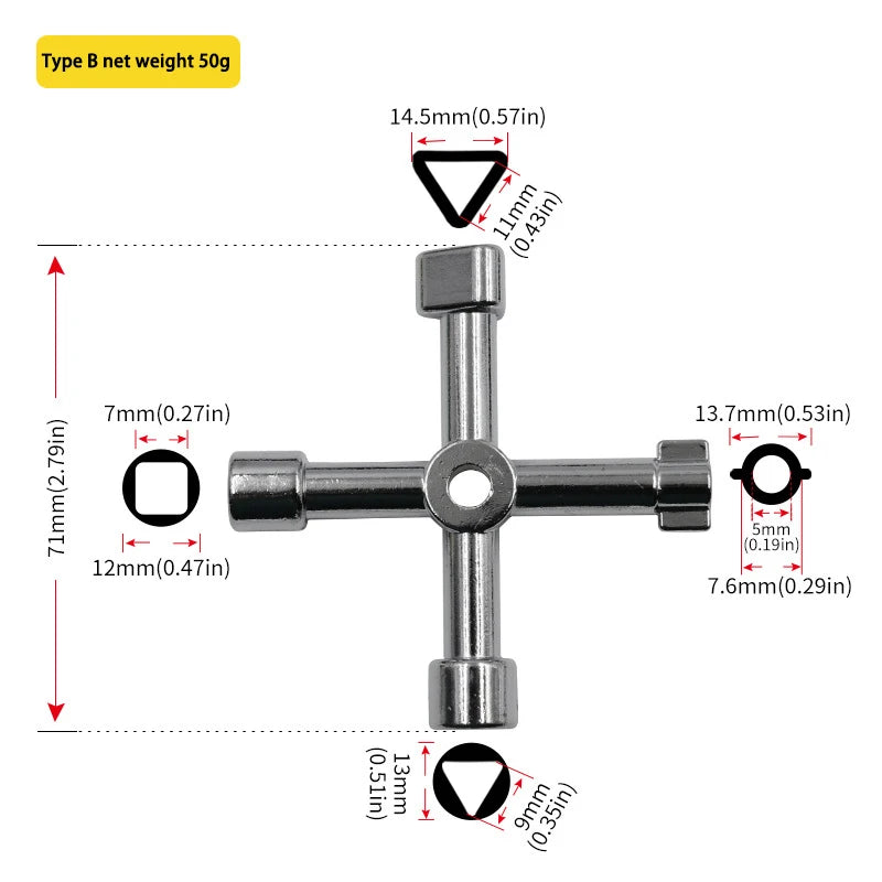 4in1 Multifunktions Inbusschlüssel Set für Wasserzähler Ventil Reparatur