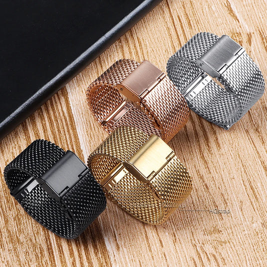 Universelles Milanaise Edelstahlarmband in 18 bis 24mm mit Metallverschluss