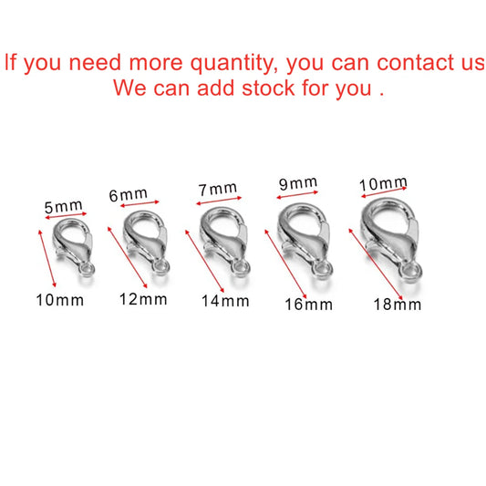 100 Stück Karabiner Verschlüsse Metall DIY Schmuck Zubehör 5 Größen