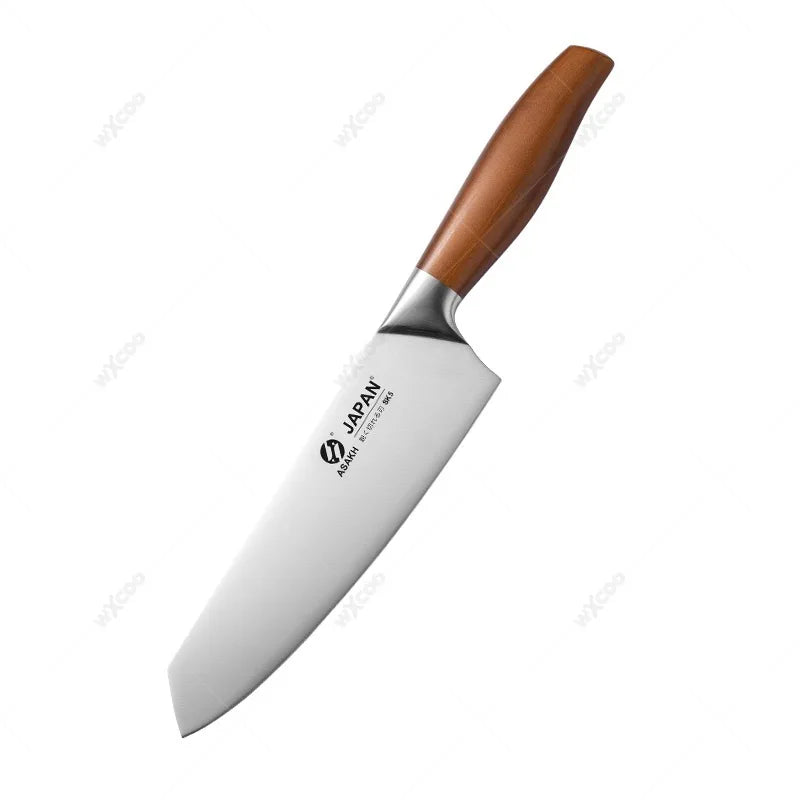 Japanisches Kochmesser aus Edelstahl mit Holzgriff für vielseitiges Schneiden