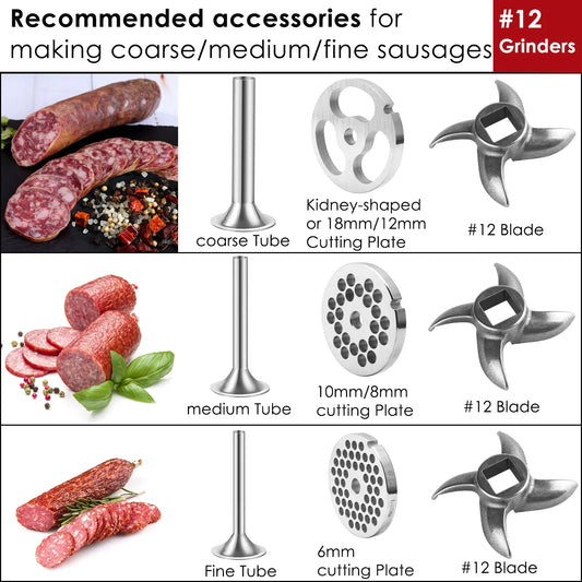 Wurstfüller Set passend für Fleischwolf mit #12 Plattenscheiben