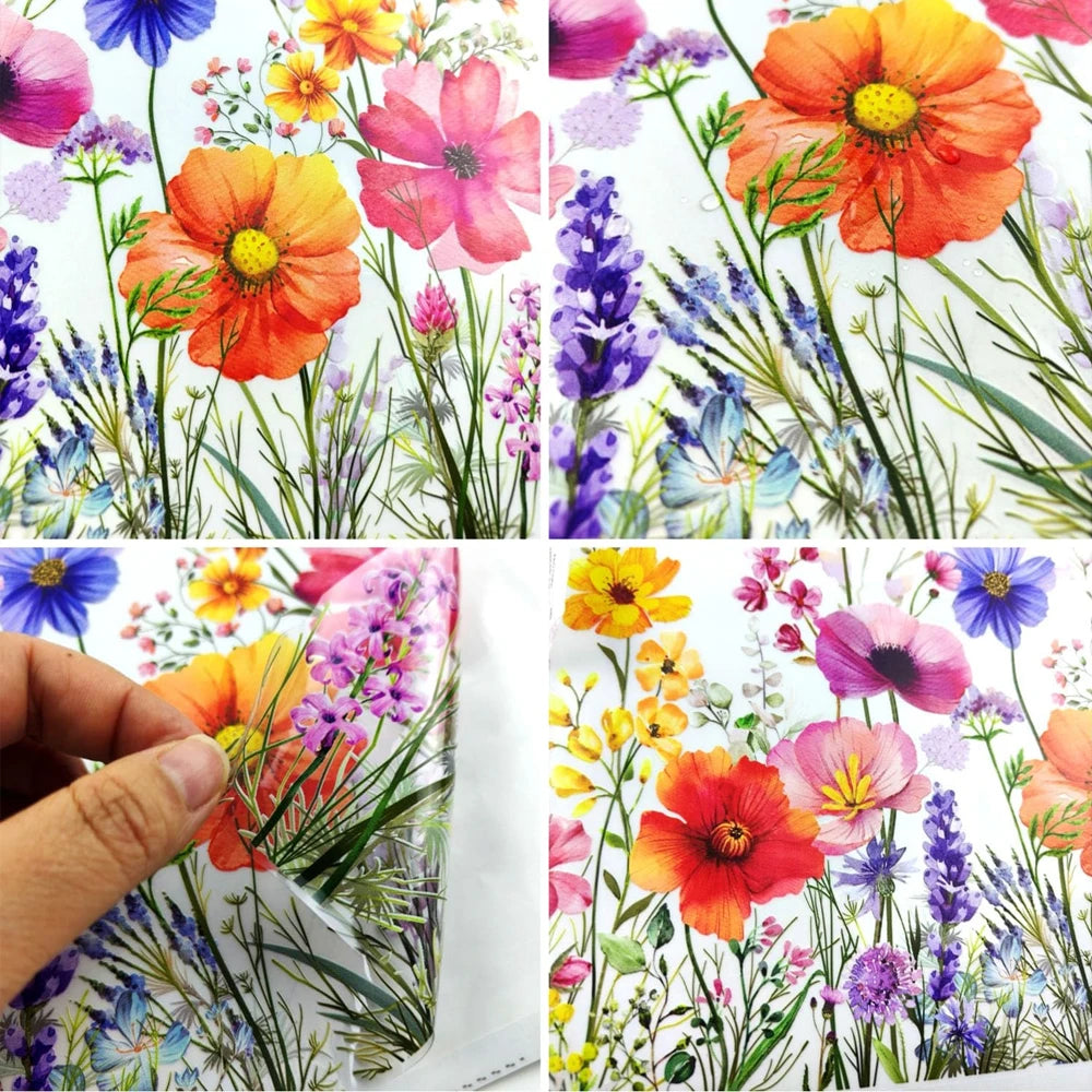 Bunte Blumen Schmetterling Fenster Aufkleber Doppelseitig Statisch Dekorativ