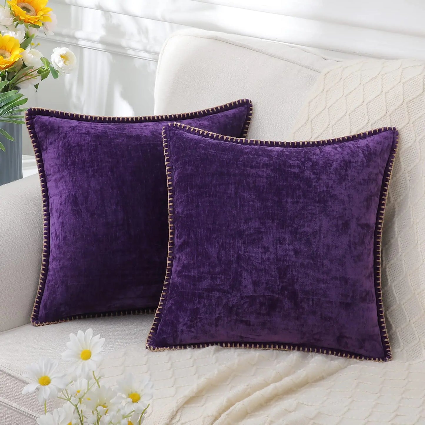 Weiche Chenille-Kissenbezüge 45,7 x 45,7 cm im 2er-Set für komfortable Dekoration
