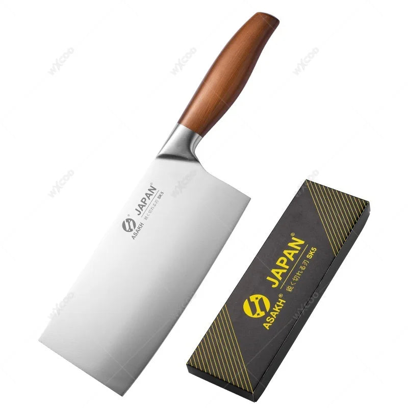 Japanisches Kochmesser aus Edelstahl mit Holzgriff für vielseitiges Schneiden