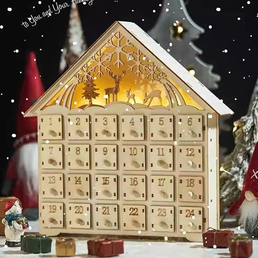 Wiederverwendbarer Weihnachts-Adventskalender aus Holz mit 24 Tagen
