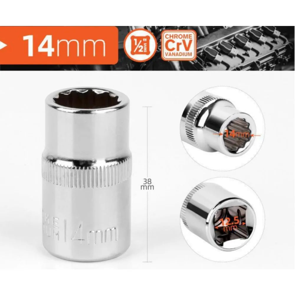 1/2 Zoll Vierkantantrieb 12-Punkt Steckschlüssel für Ratschenschlüssel 8-32mm