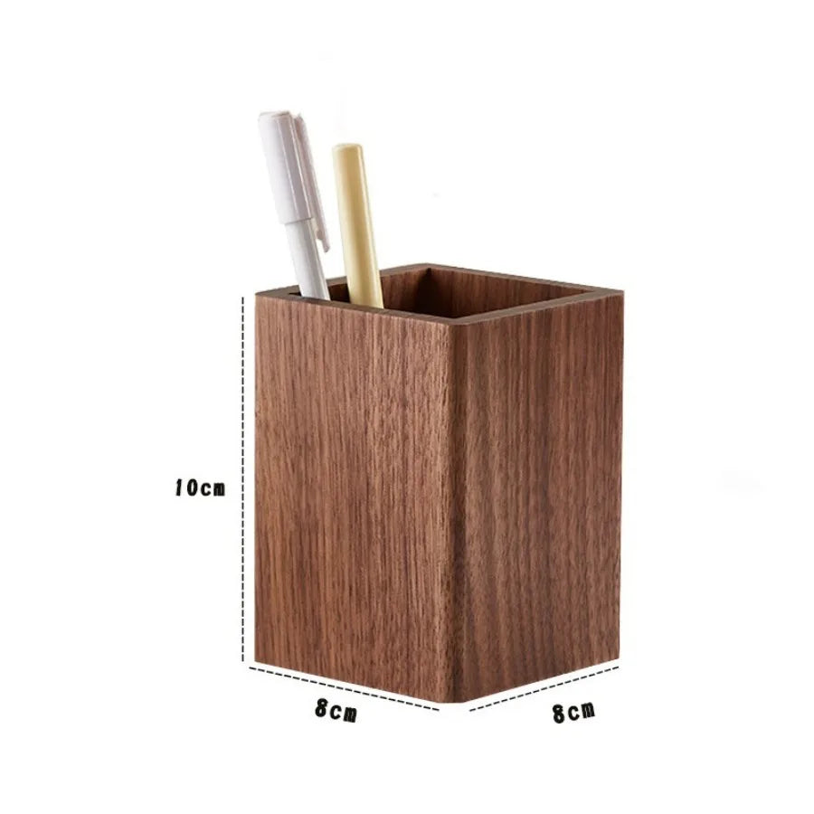 Quadratischer Stifthalter aus Walnussholz Desktop Organizer für Büro und Studium