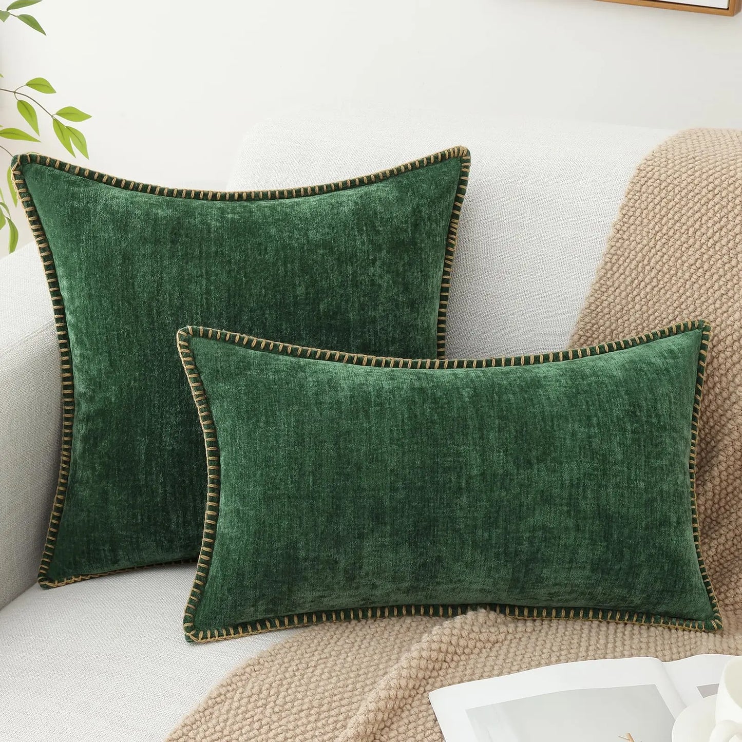 Weiche Chenille-Kissenbezüge 45,7 x 45,7 cm im 2er-Set für komfortable Dekoration