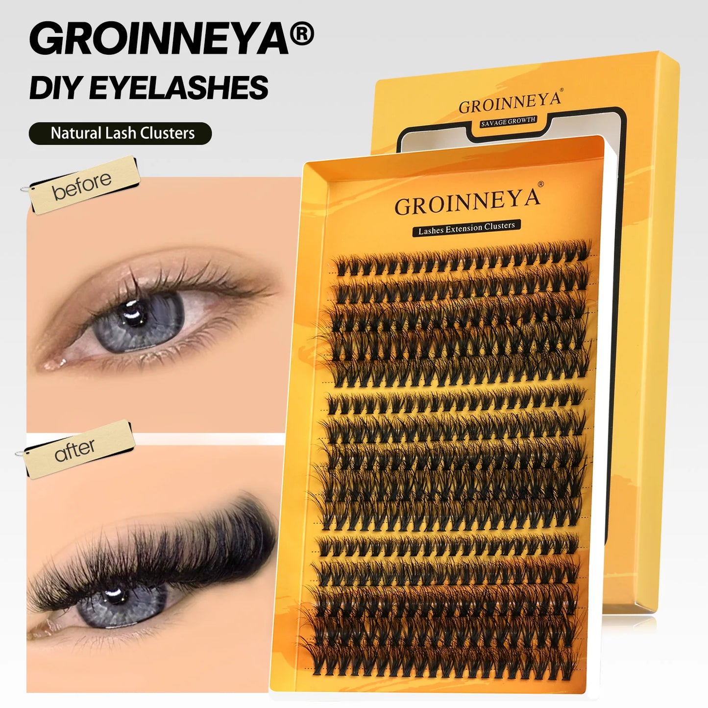Natürlicher Glamour: Handgemachte C-Locken Cluster-Wimpern im Mix-Tablett