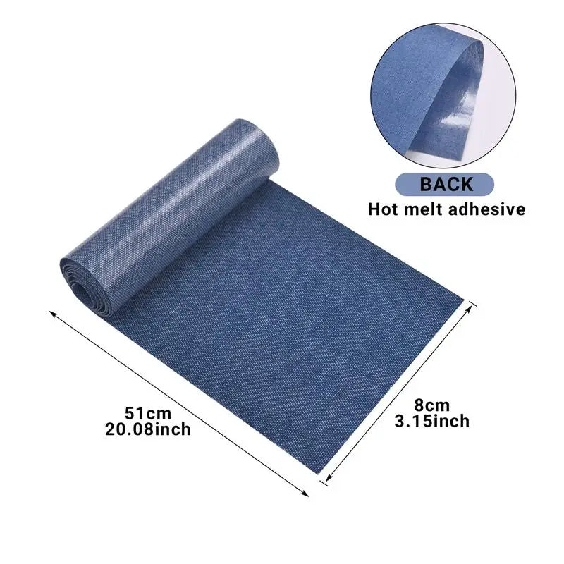 Denim Reparatur Bügelpatch 8x51cm Stoffflicken Schwarz Blau