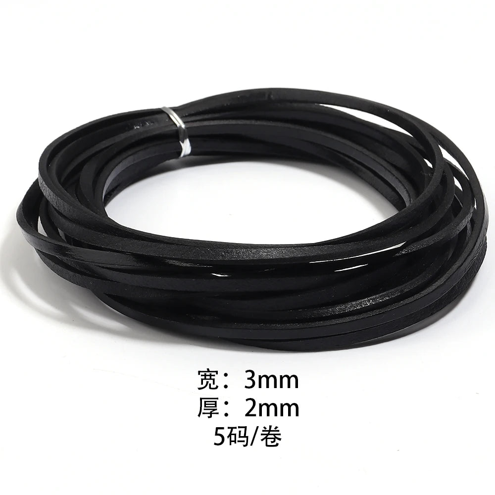 Schwarzes echtes Lederband 2-5 Yards flach 3-10mm für DIY Schmuck-Yabubest - Home & More