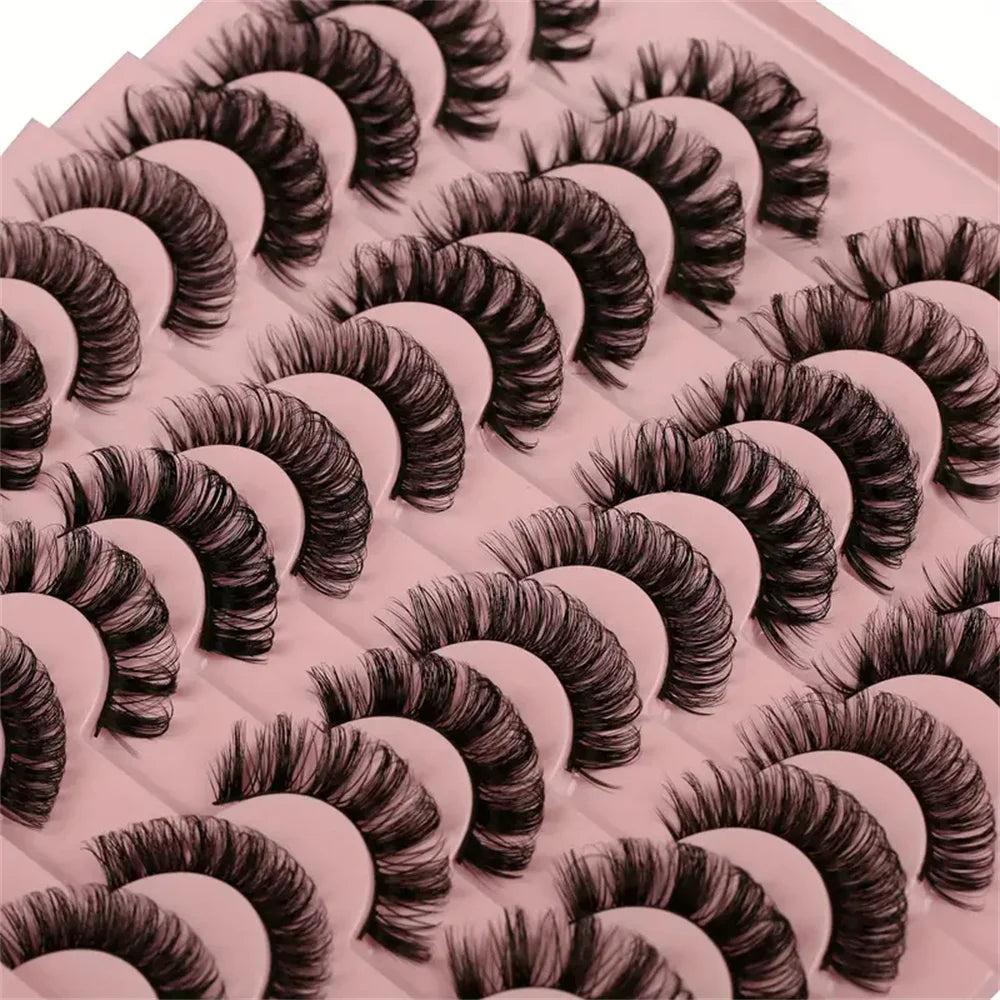 Natürliches Volumen: 20 Paar 3D-Falsche Wimpern aus sanftem synthetischem Haar
