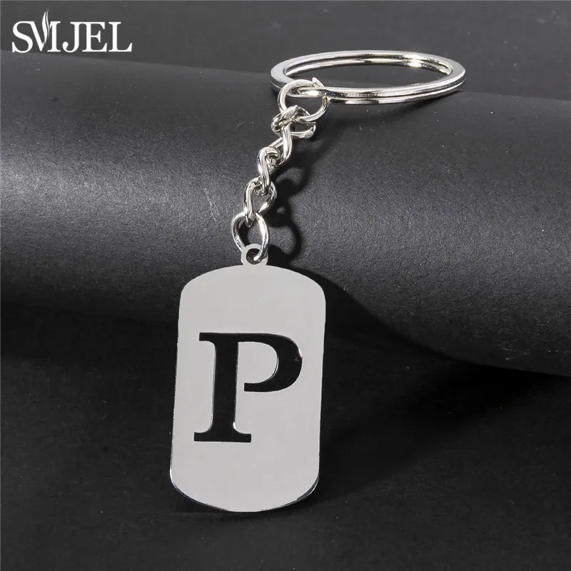 Edelstahl A-Z Buchstaben Schlüsselanhänger – Stylishes Party-Charm