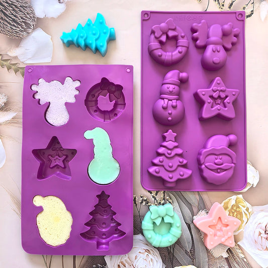 Weihnachtsförmige Silikonform mit 6 Mulden für Desserts