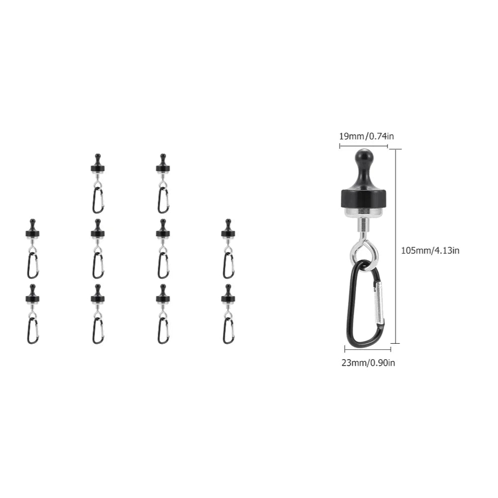 15er Set starke Magnet Haken mit 360° Karabiner – flexibel - robust fürs Outdoor