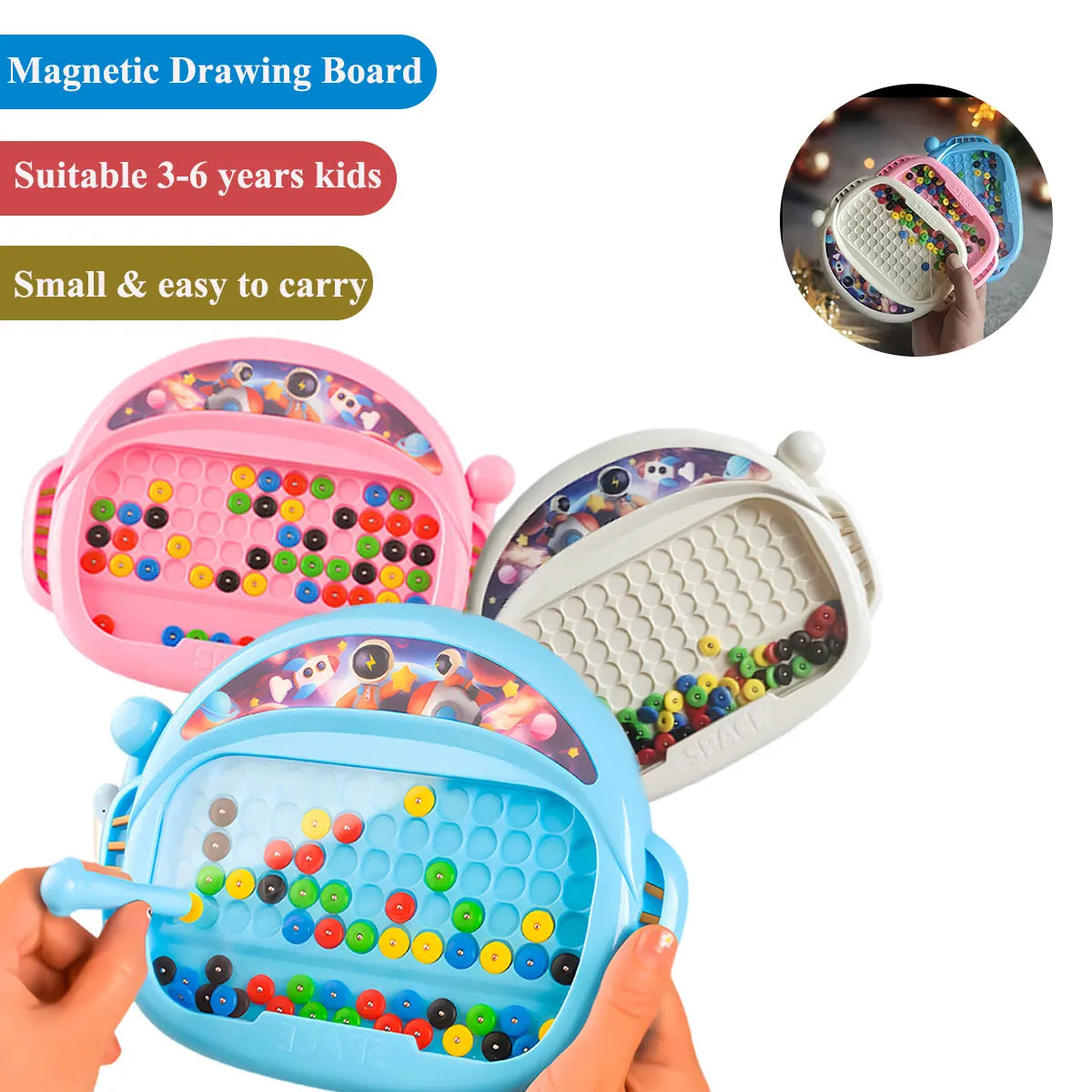 Kreatives Magnet-Doodle-Brett mit Stift - Perlen – Kinder 3-8 Jahre Lernspielzeug