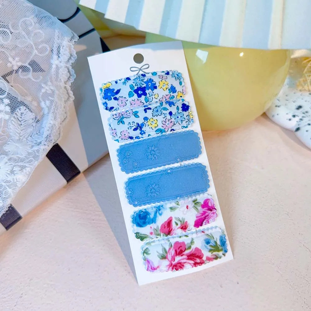 6er Set Haarklammern mit Baumwollstoff Blumenmuster für Mädchen Kinder