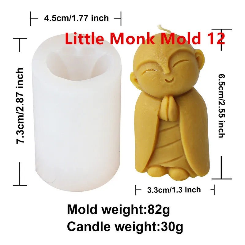 3D Silikon Kerzenform Kleine Buddha Mönch für DIY Dekoration
