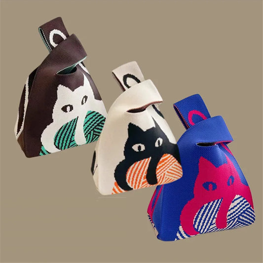 Handgefertigte kleine gestrickte Handtasche für Damen, vielseitig und leicht