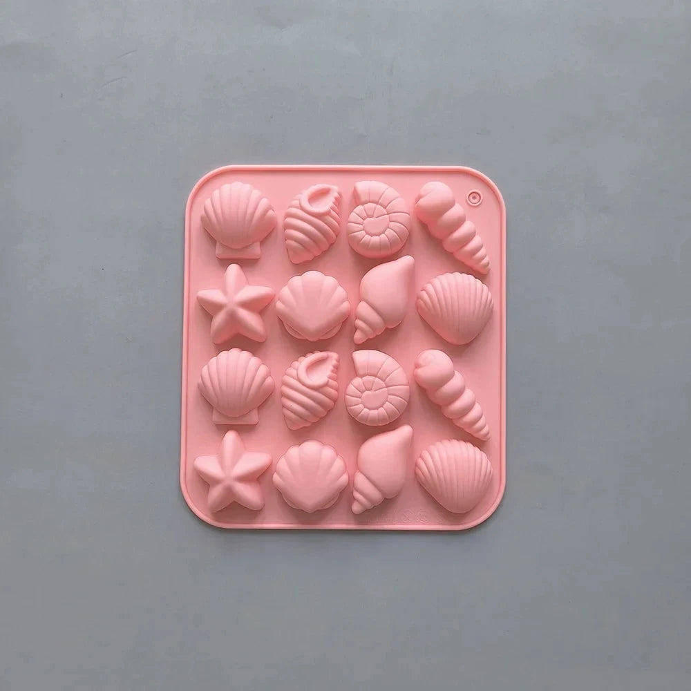 Silikonform 3D Muschel Meerestier 16 Mulden für Süßigkeiten und Kuchen