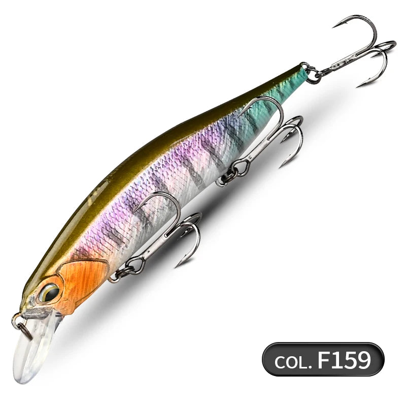Realistischer Jerkbait Wobbler 110mm 17g mit 3 starken Haken, 12 Farben