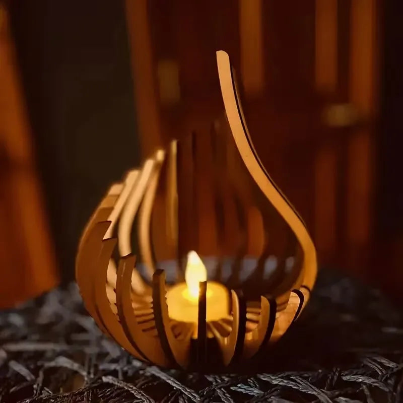 Handgefertigtes 3-teiliges Kerzenhalter-Set aus Holz-Yabubest - Home & More