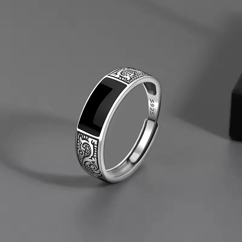 Verstellbarer Silberring mit hohlen Linien, stylischer Punk-Schmuck Unisex